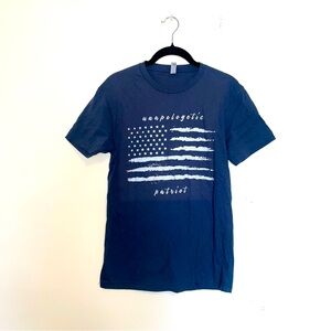 Next Level Apparel | Blue Short Sleeve Tee with Vintage American Flag Design